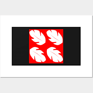 Red & White Tropical Leaf Posters and Art